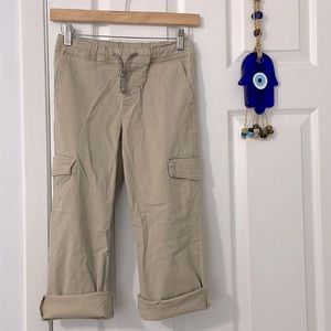 Wrangler Cargo Pants Size Medium 8 Cream Tan 6 Functional Pockets & Drawstring